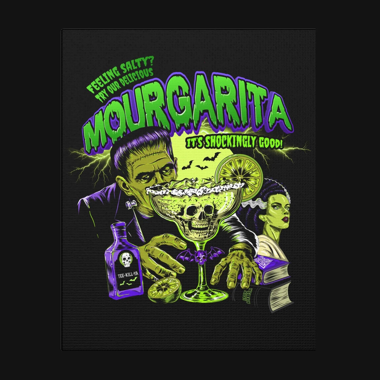Mourgarita Canvas Wall Art | Frankenstein Cocktail Horror Print