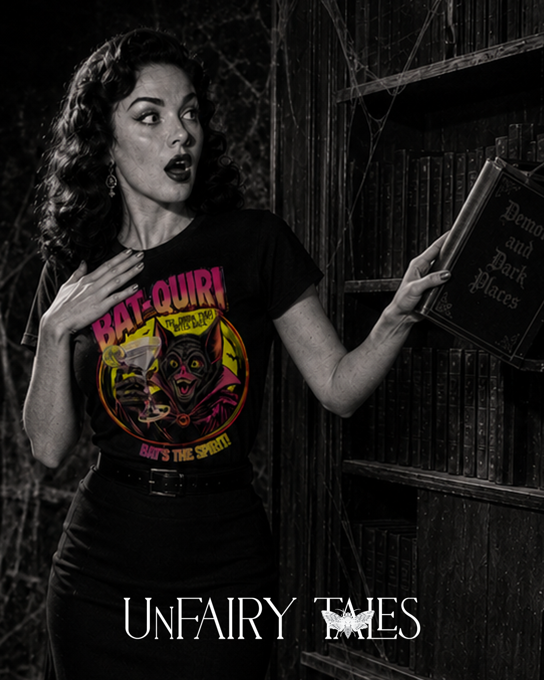 Bat-Quiri Vintage Horror Cocktail T-Shirt