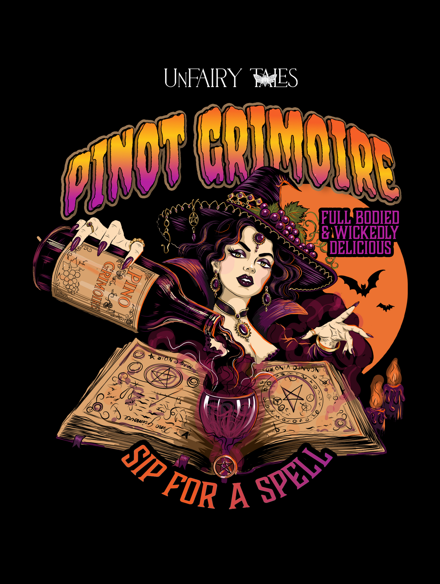 Pinot Grimoire Canvas Wall Art | Witchy Wine Gothic Horror Print