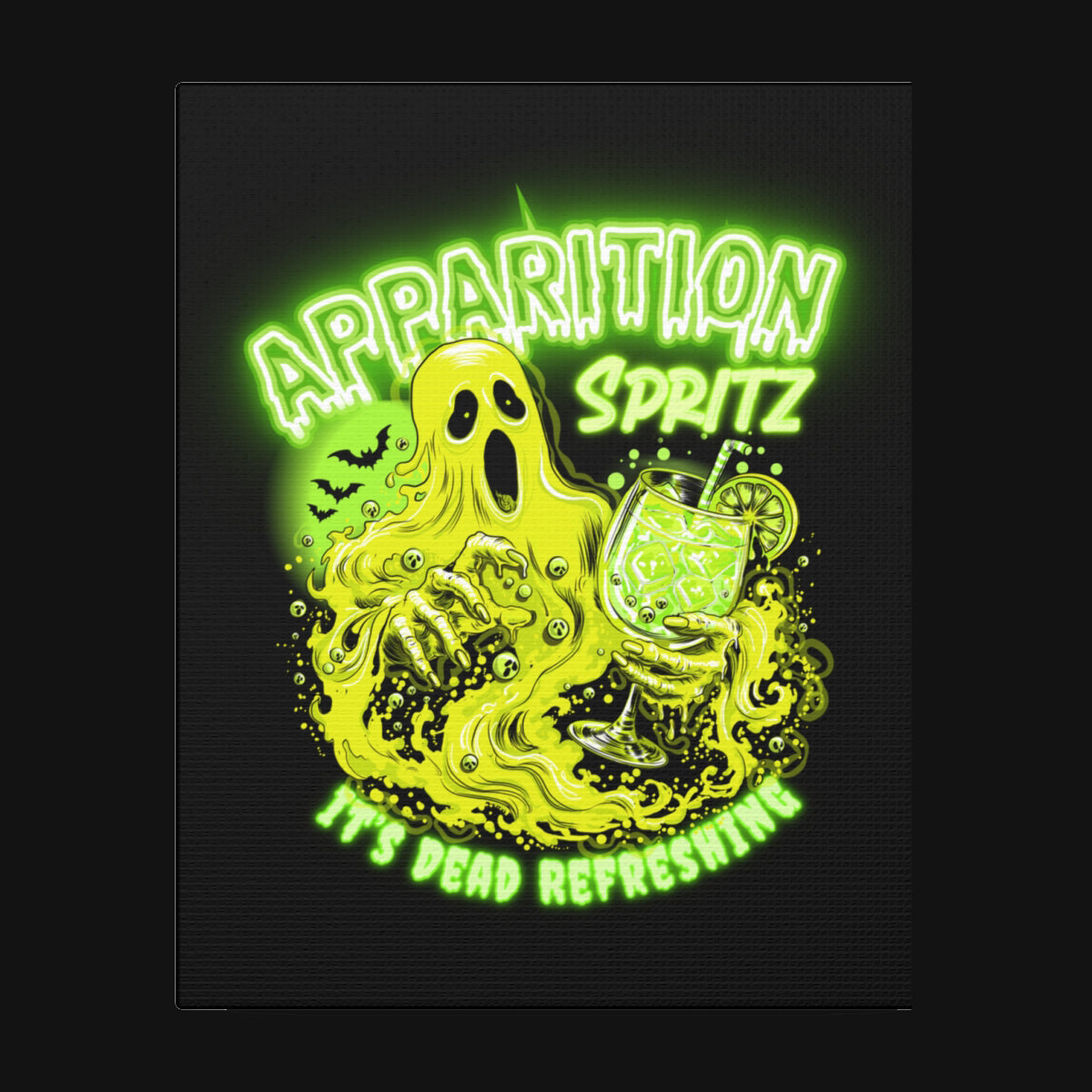 Apparition Spritz Ghost Canvas Wall Art | Hand-Drawn Vintage Horror Print