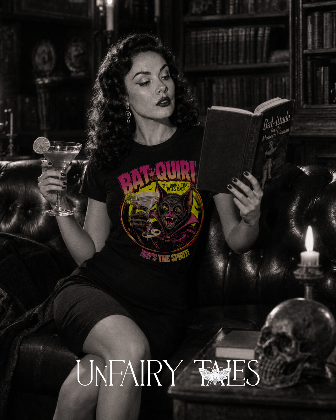 Bat-Quiri Vintage Horror Cocktail T-Shirt