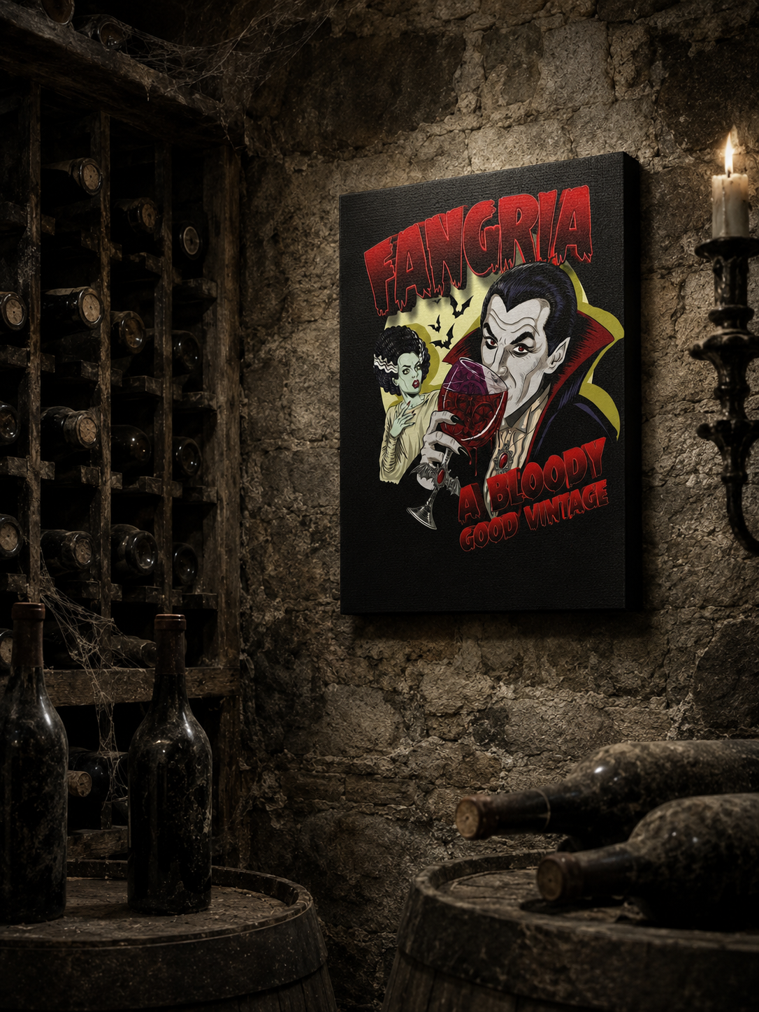 Fangria Canvas Wall Art | Vampire Wine Gothic Horror Print