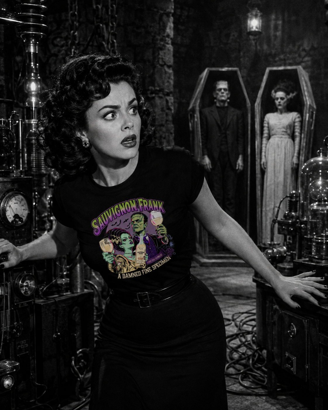 Sauvignon Frank – Vintage Horror Wine T-Shirt