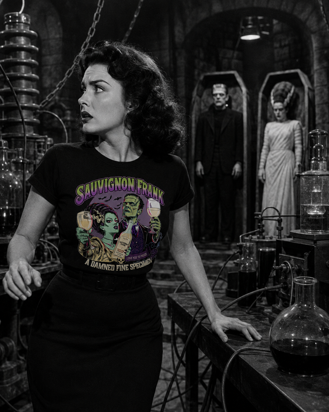 Sauvignon Frank – Vintage Horror Wine T-Shirt